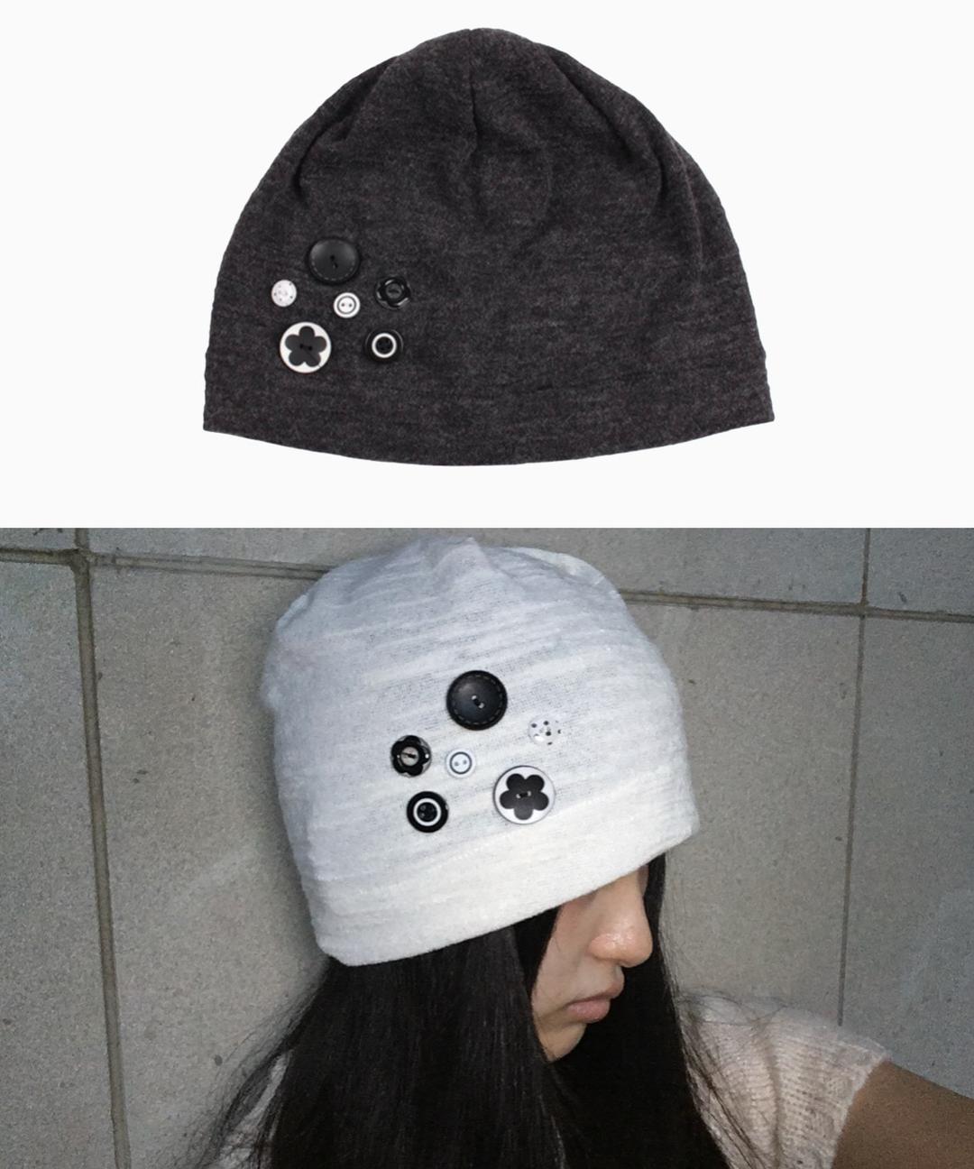 단추 포인트 비니 2col