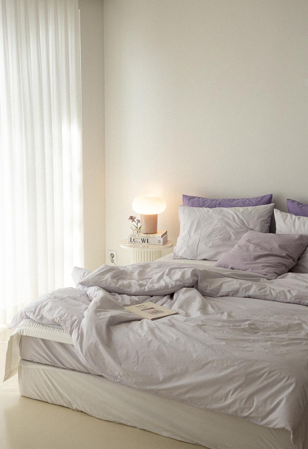 모노톤 침구 |라일락 헤이즈| 100수 고밀도 바이오 워싱 면