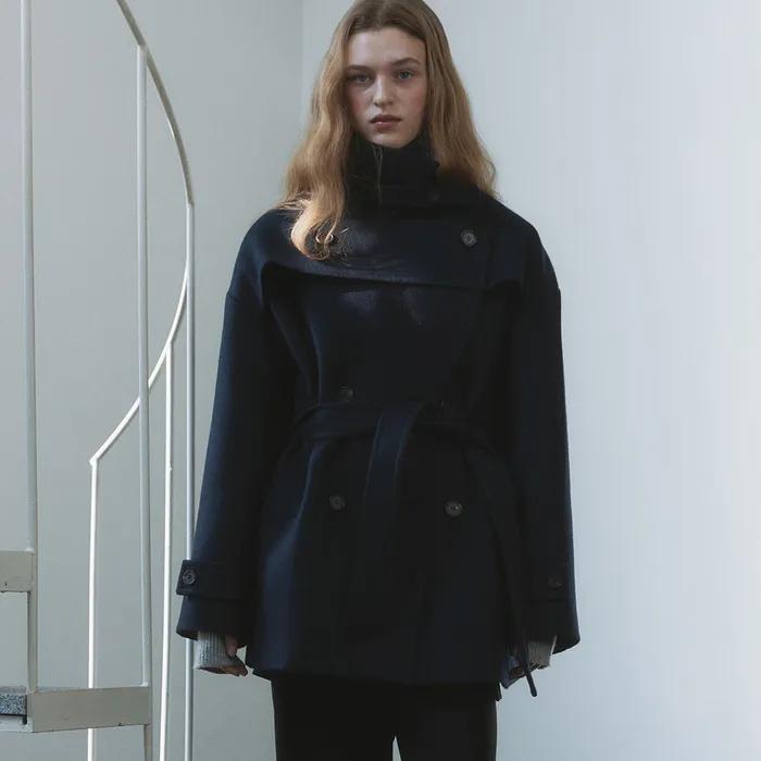 comos 1275 cape half double coat (navy)