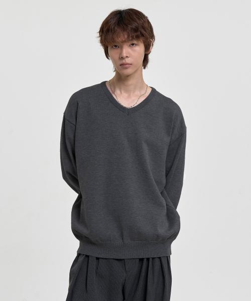 리파인드 브이넥 니트 (챠콜)