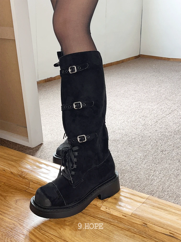 93 three-buckle long boots