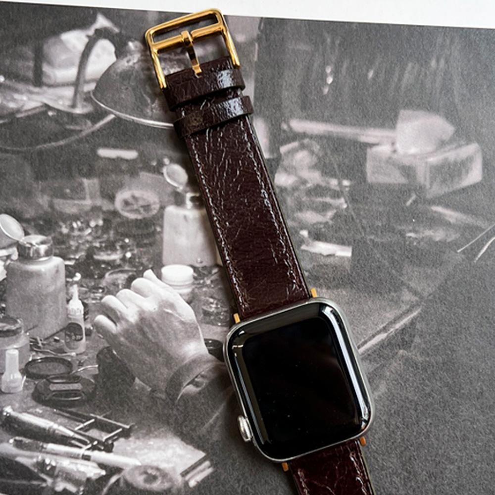 뉴링클 고트스킨 워치 스트랩 (다크브라운)