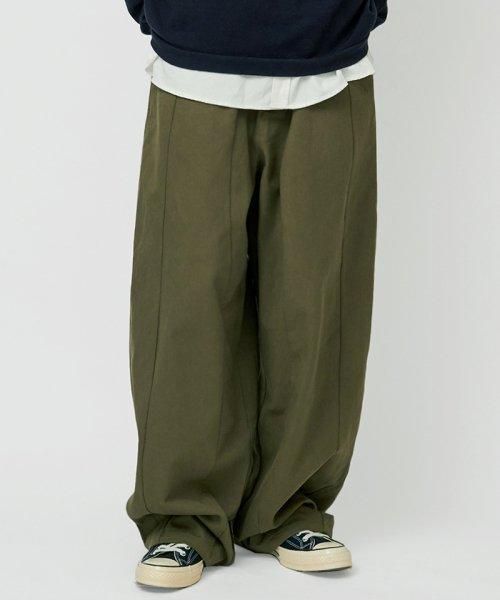 (기모선택가능) 시티보이 절개 코튼 와이드 벌룬팬츠 카키