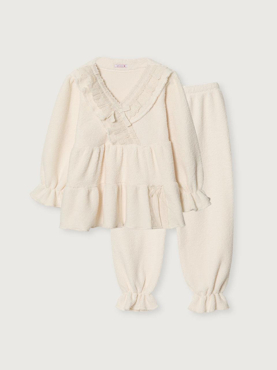 여성 브리시 양털 긴소매 투피스 수면잠옷 24-09532