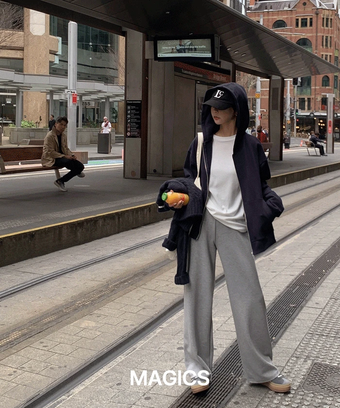 [8천장판매ㅣ군살커버][MADE] 매직스 뱃쏙커버 와이드 밴딩 팬츠 (2color)
