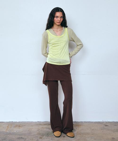 [SET] 버튼 레이어드 스커트 팬츠_4Color