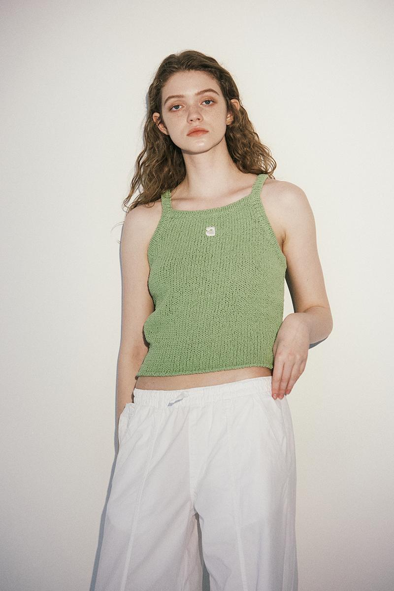 Piping line knit top_green