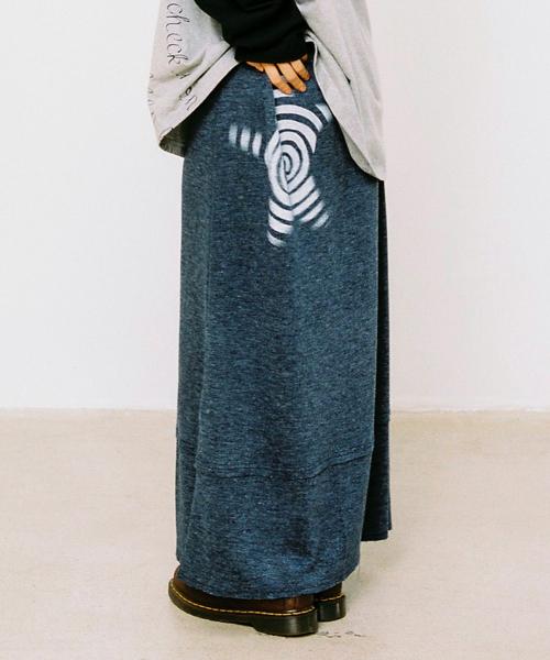 트위스터 스타 스웻 롱스커트 - 네이비