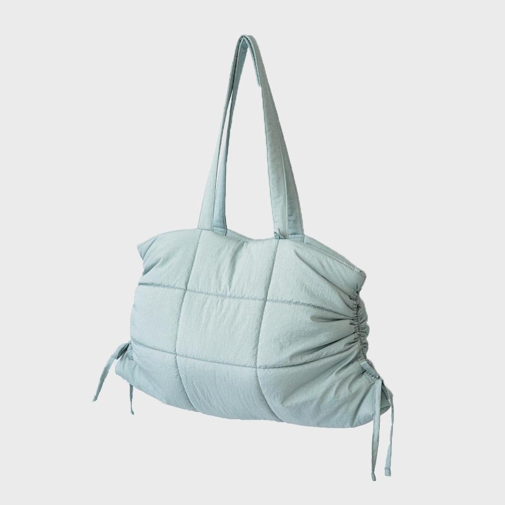 Clam Shirring Shoulder Bag ( cool gray pearl )