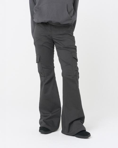 Panel cargo bootscut pants CHARCOAL