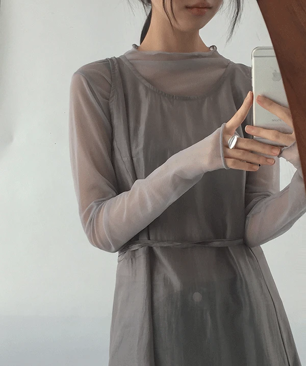 이커 시스루 블라우스 (gray)