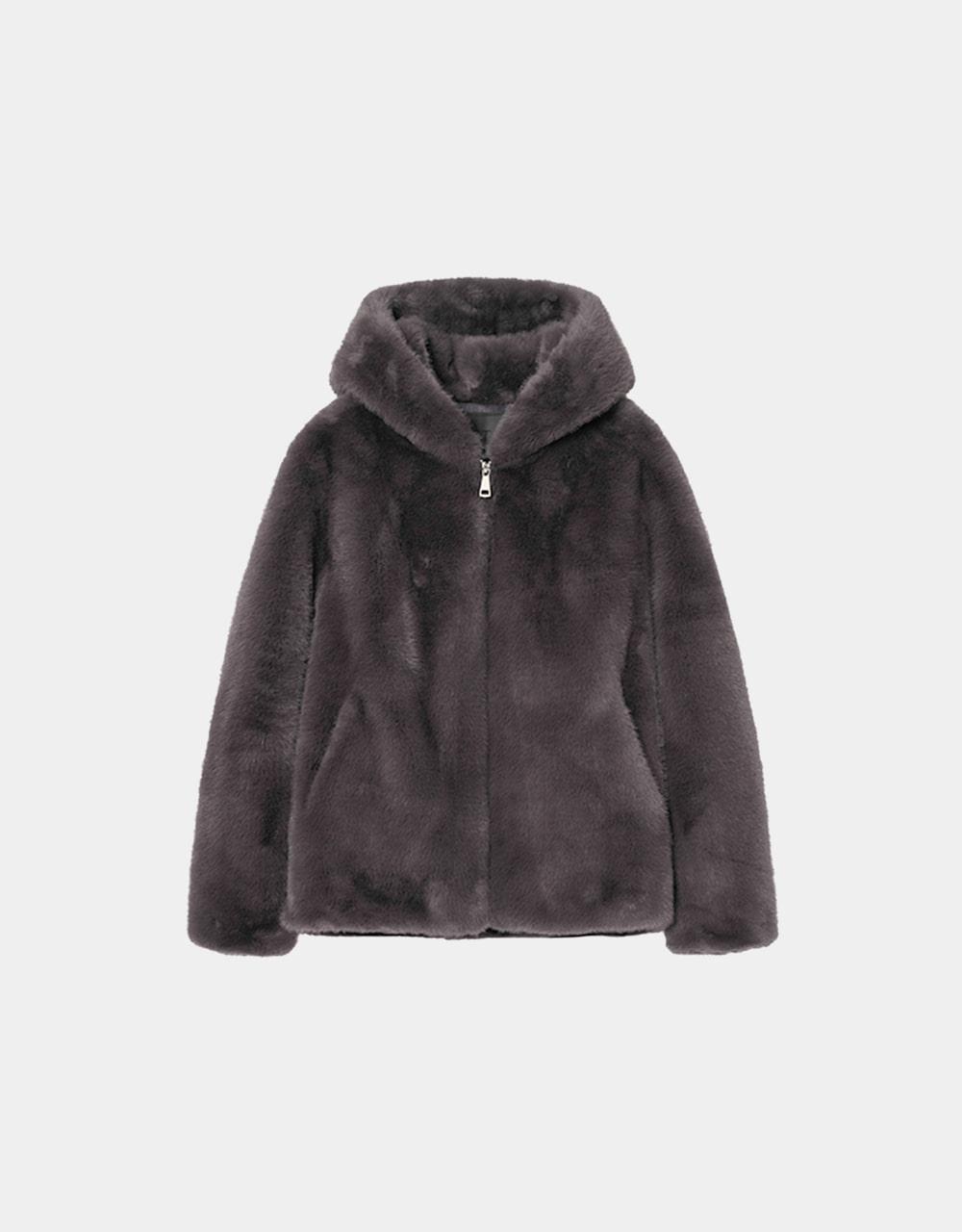 페이크 퍼 후디드 자켓 [퍼플]