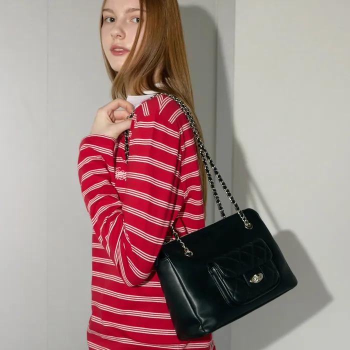 [안나] 미디움 퀄팅체인 숄더백 (JLBA4F010BK)