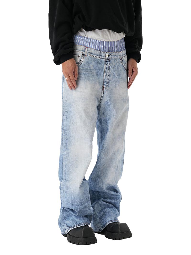 3D Printing Two-Waist Patchwork Denim Pants