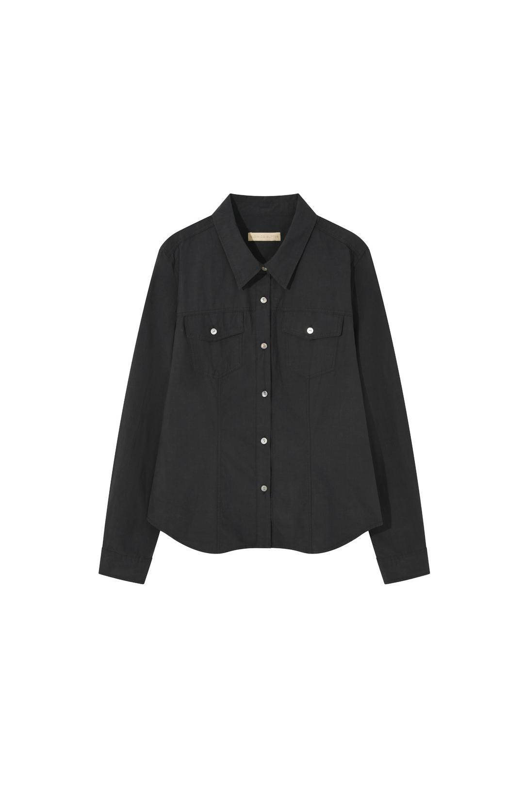 [SLOCO] Washed cotton pocket shirt, charcoal