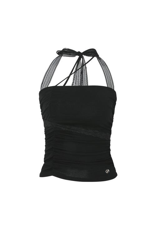 ANGEL SHIRRING TOP black