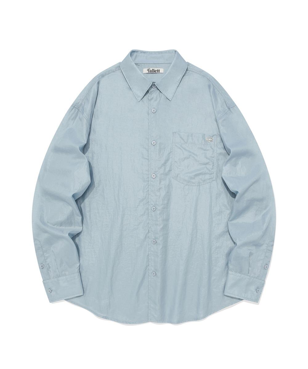 루즈 핏 시어 셔츠 그레이시 블루