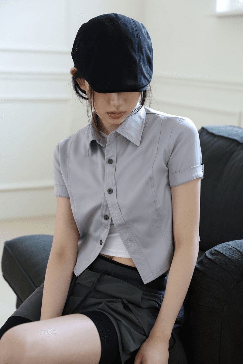 실버 크롭 셔츠