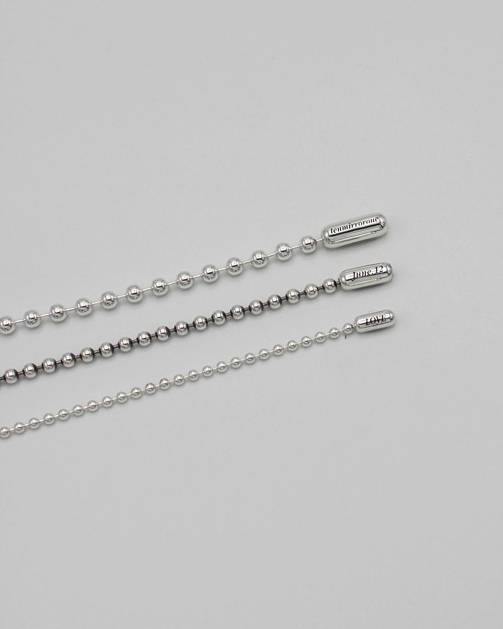 *4mm size / LETTER BALLCAP NECKLACE - 925 SILVER