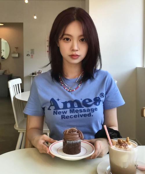 ROUND HEM CROP TEE BLUE