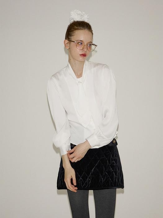 Silky Tie Blouse_ White