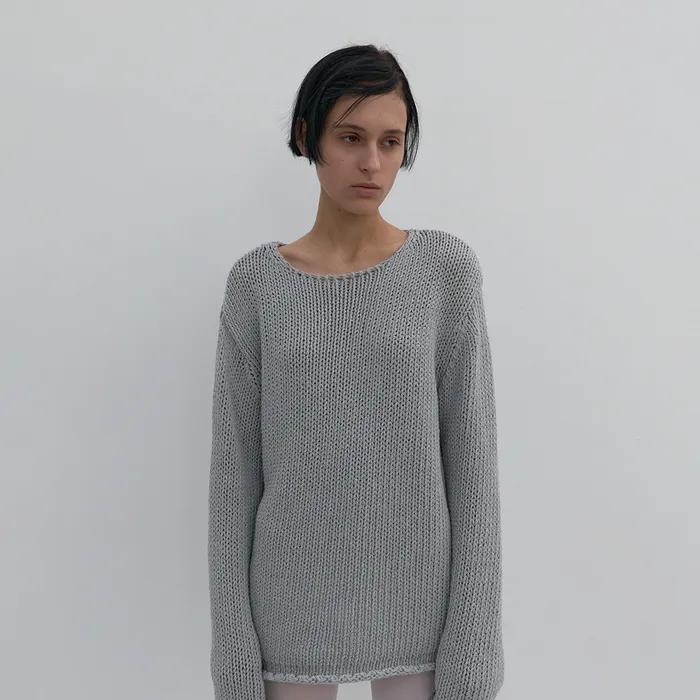RELAXED COTTON SWEATER IN PALE SKY