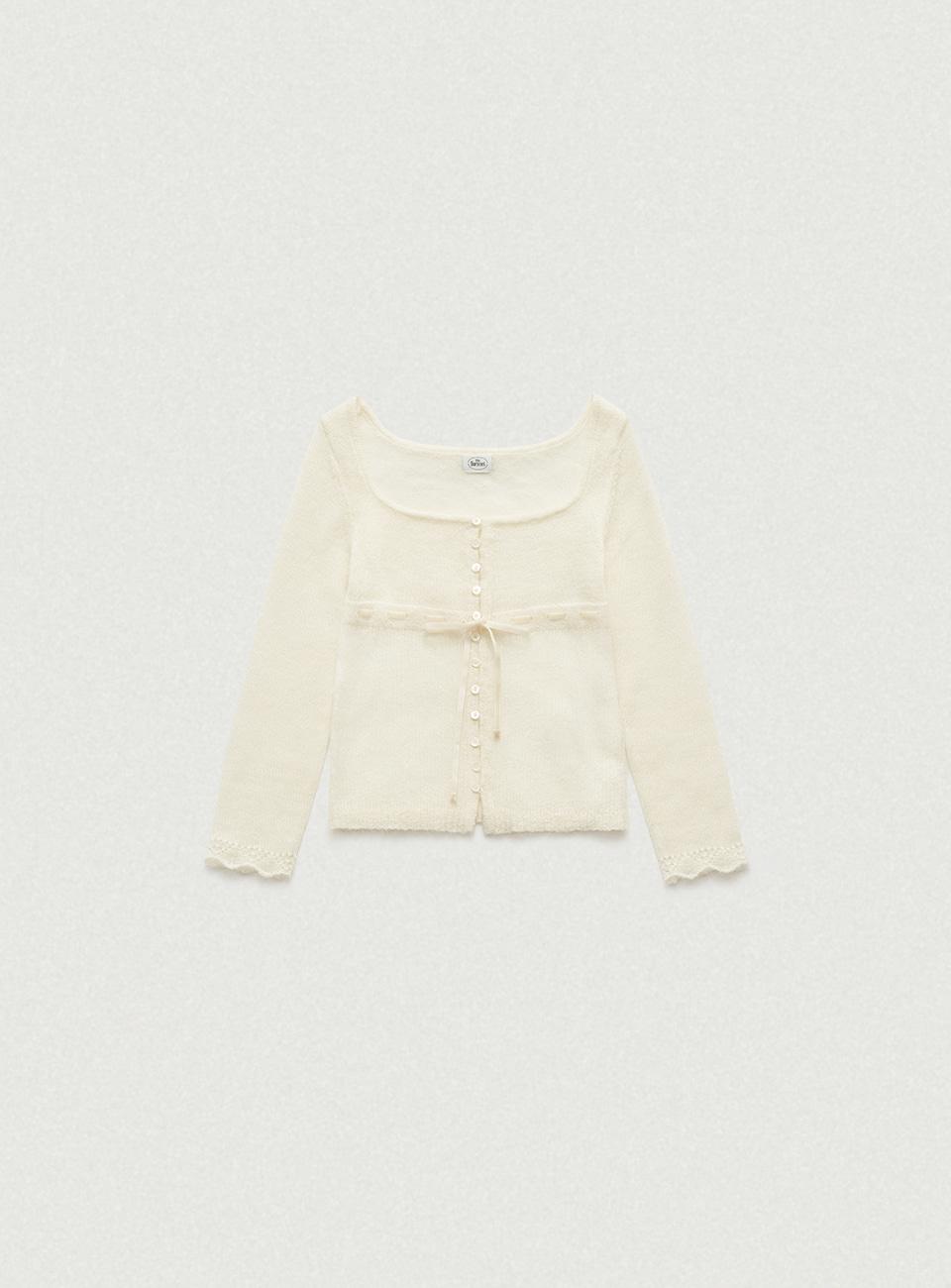 Velin Tie Mohair Knit Cardigan_Ivory