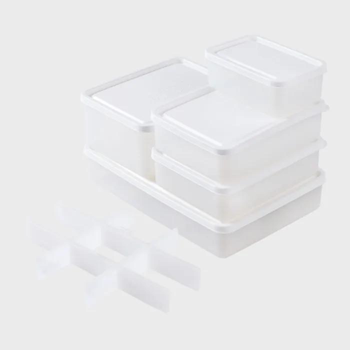 [29단독구성]데비박스 스노우화이트 냉동실전용 밀폐용기 데일리 세트 6P