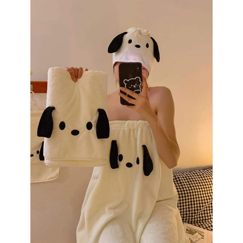 포챠코 목욕 가운 4종 세트 귀여운 강아지 샤워 타월 수건