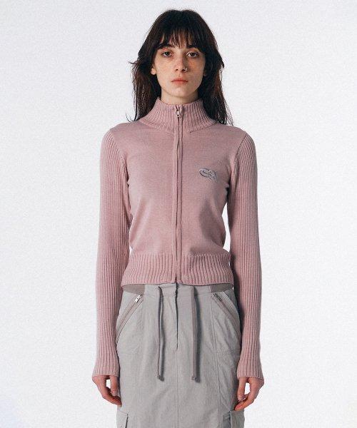 Symbol Logo Zip-Up Cardigan Pale Pink
