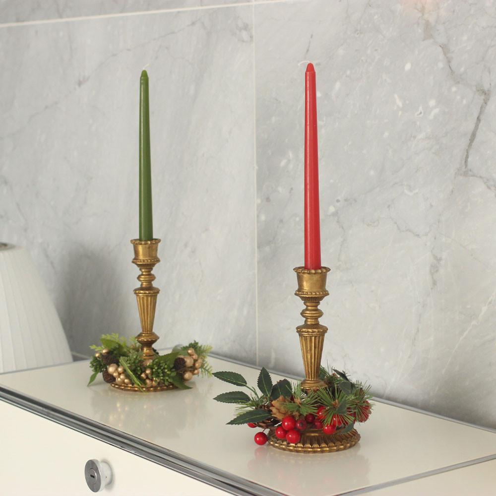 크리스마스 빈티지오브제 엔틱 골드촛대 테이퍼캔들초 홀더 테이블장식 촬영소품