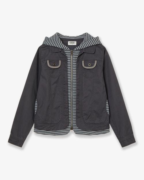 HOODIE LAYERED JACKET [CHARCOAL]