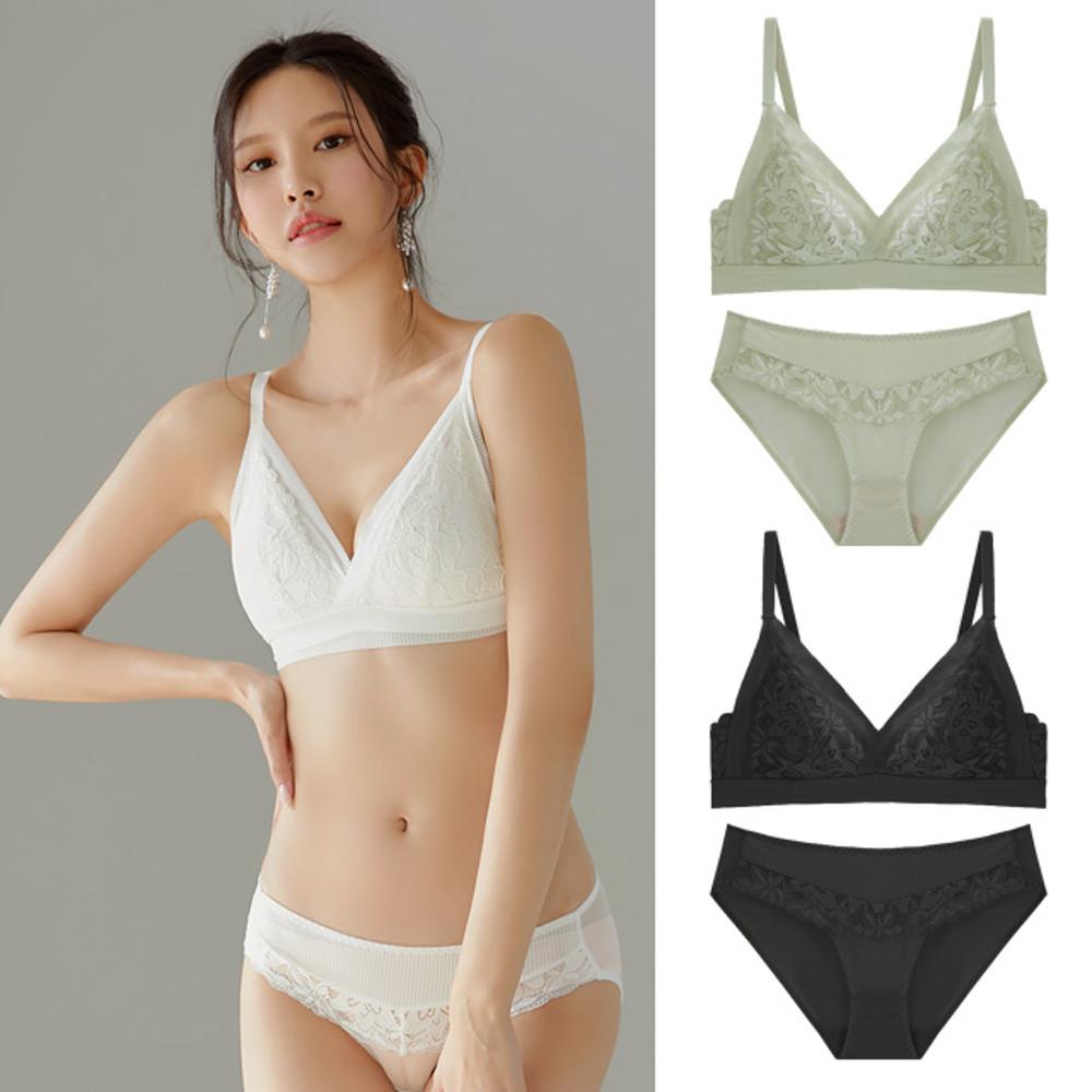 보헤미안 레이스 노와이어 브라렛 세트