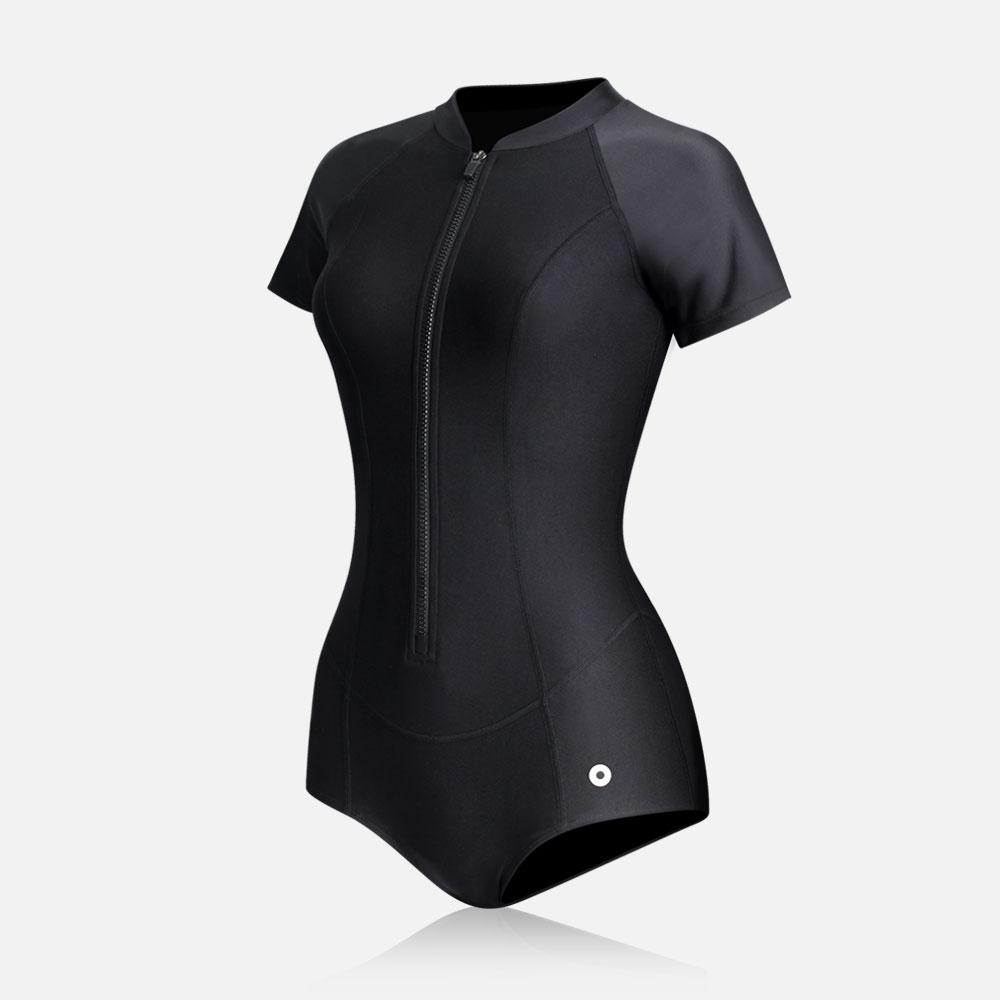 Raglan zipup SOLID BLACK (레글런 집업여자수영복 블랙)