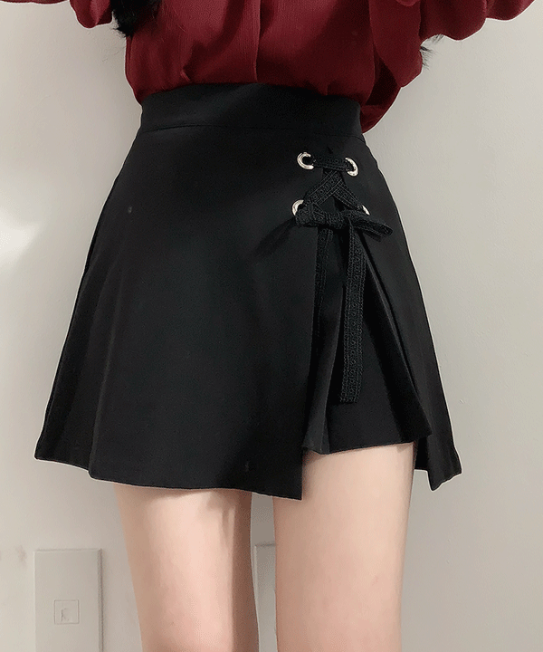 [자체제작/당일출고]하객룩💖 아일렛 리본 스커트팬츠(와인,블랙)