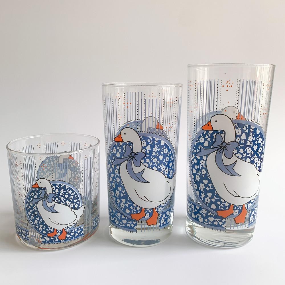 [빈티지컵] 아코팔 블루리본 구스 글라스 거위 유리컵 / Acopal 아이스잔 레트로컵