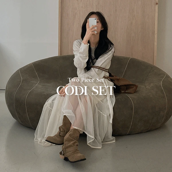 [~XL] 여리핏 물결 니트 t + 링클 쉬폰 sk (니트,롱스커트)