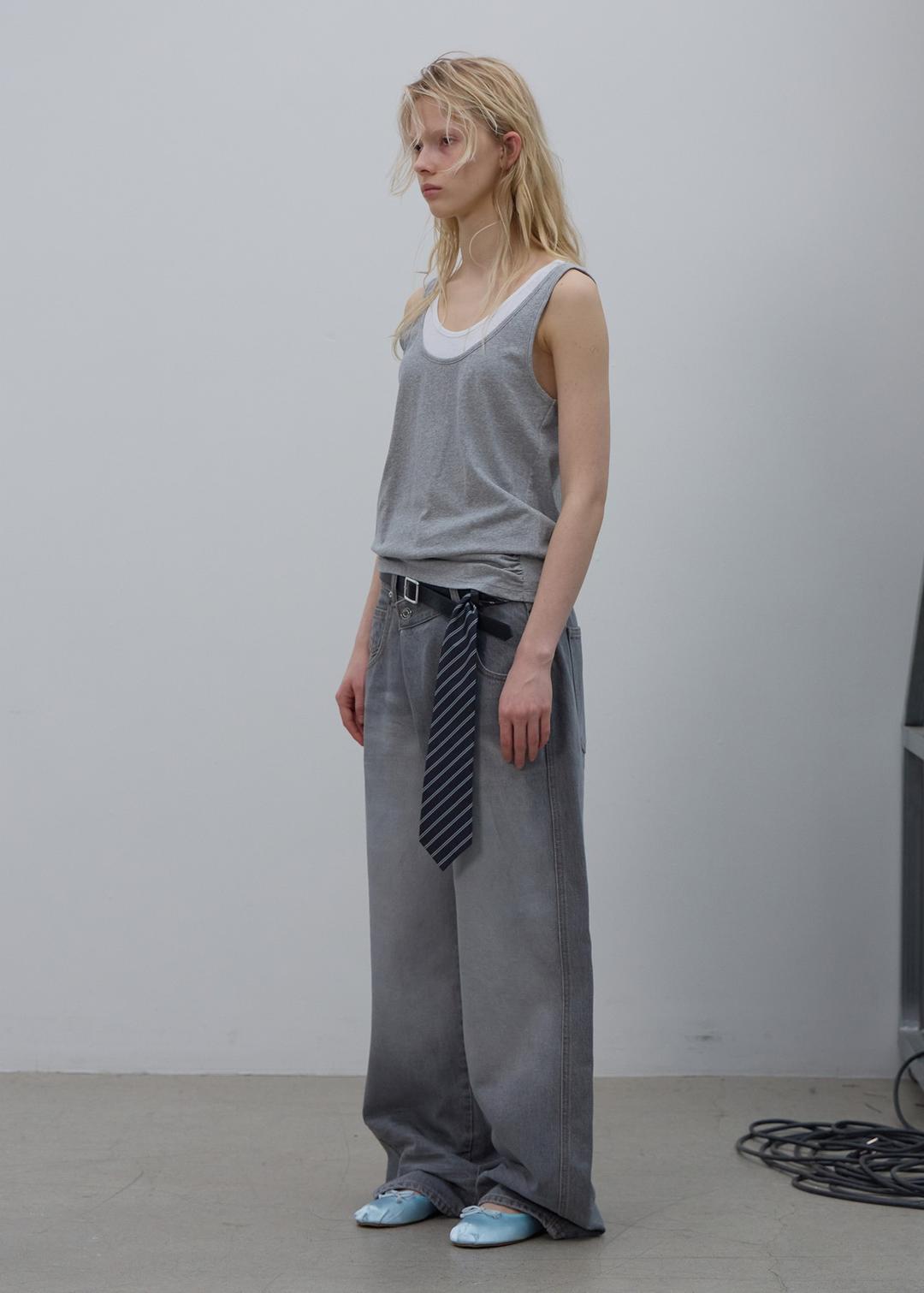 SHAPED HEM TANK TOP (MELANGE GREY)
