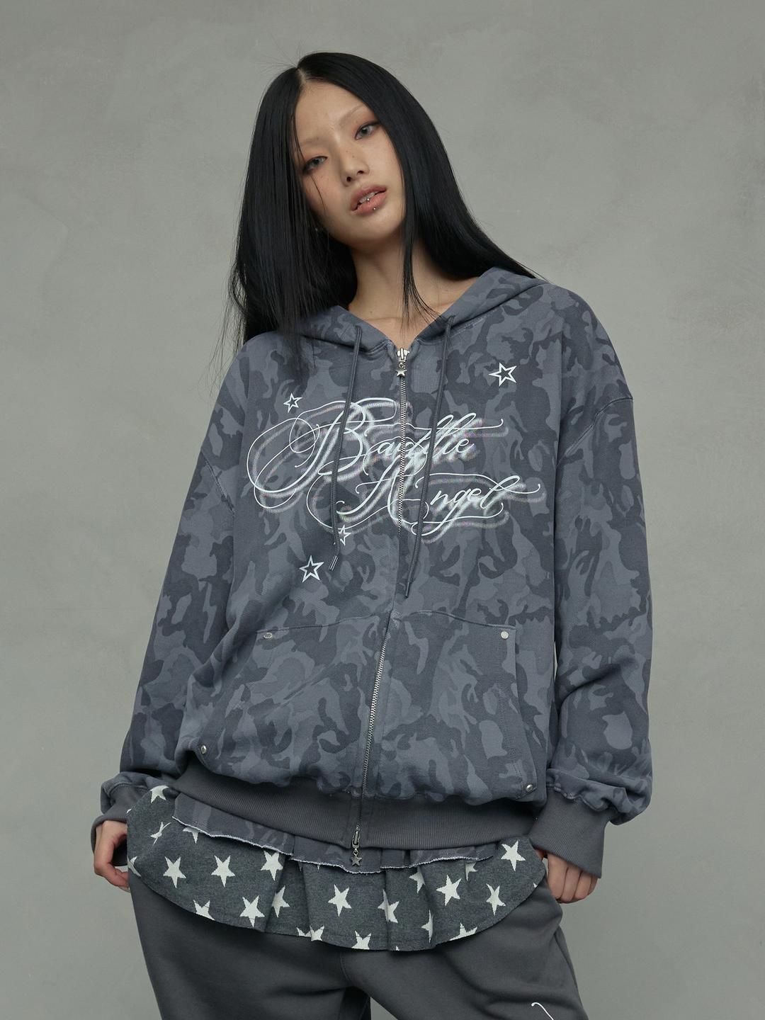 BA CAMOUFLAGE HOOD ZIP-UP_GREY CAMO