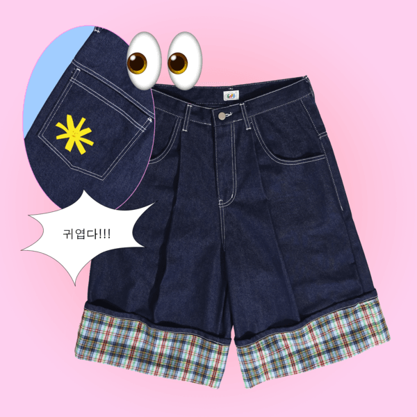 체크 버뮤다 팬츠