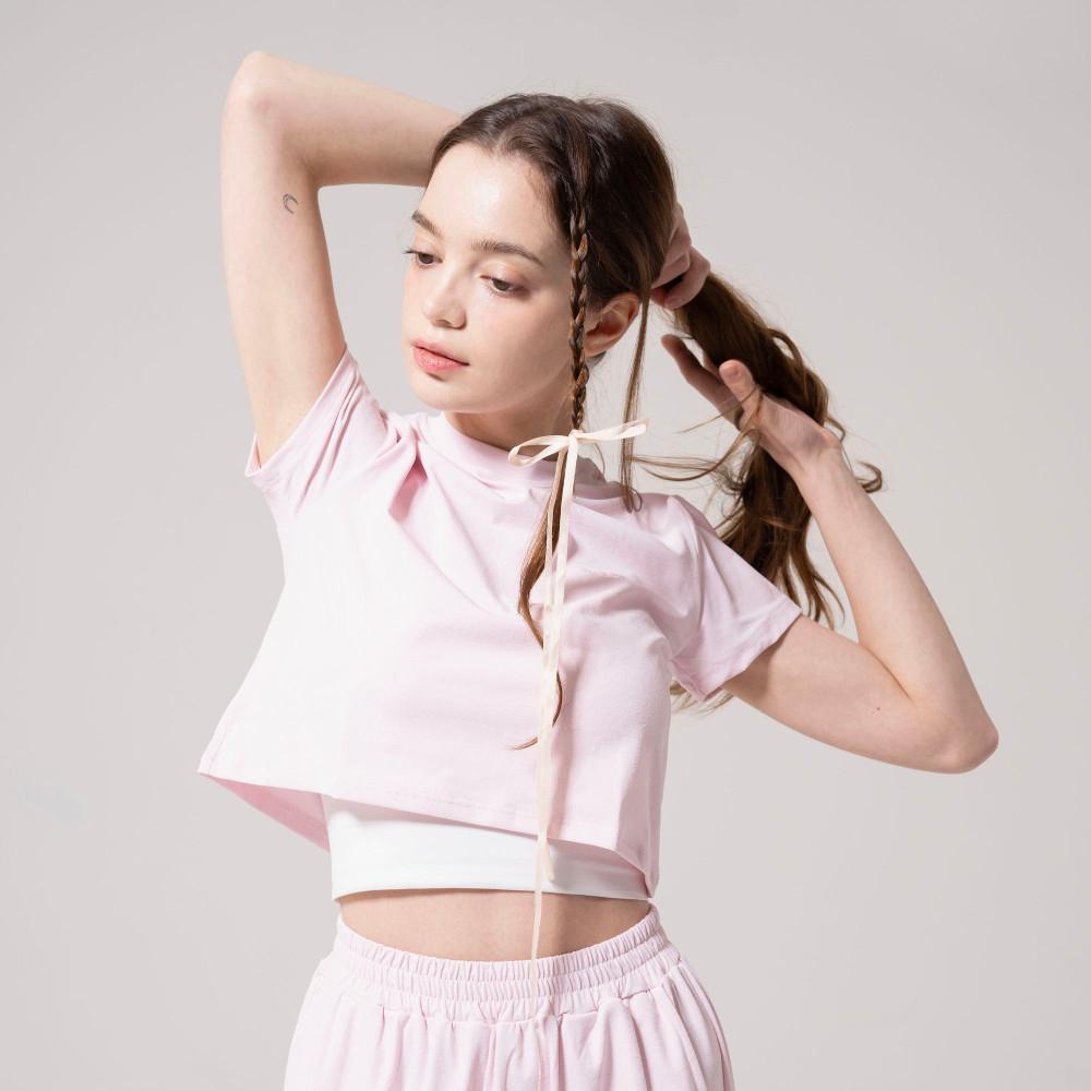 여자 킥복싱옷 복싱옷 복싱 킥복싱 체육관 옷 헬스장 짐웨어 트레이닝 크로스핏 여자복싱 Bunny Crop T-shirt [Light pink]