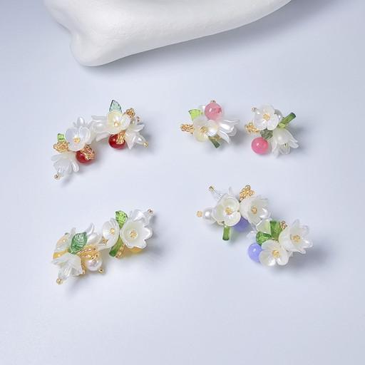 은침[꽃의 요정]오스트리아 진주 은방울꽃 귀걸이 브로치