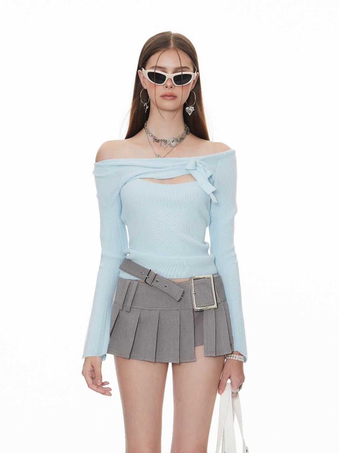 [THE NEMO'S] Unique Layered Gray Pleats Skirt