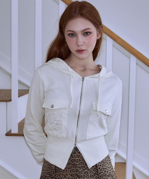 Two Pocket Slim Hood Zip-up [Ivory]