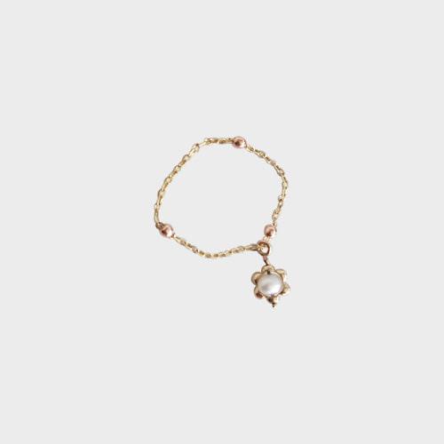 Mini Flower Pearl Chain R (14k Gold)