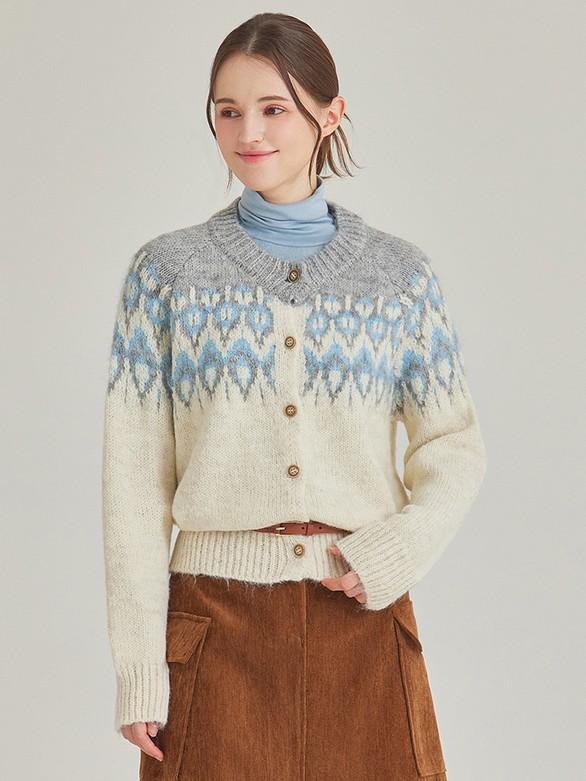 노르딕패턴라운드넥울니트가디건_B4W1KC4601