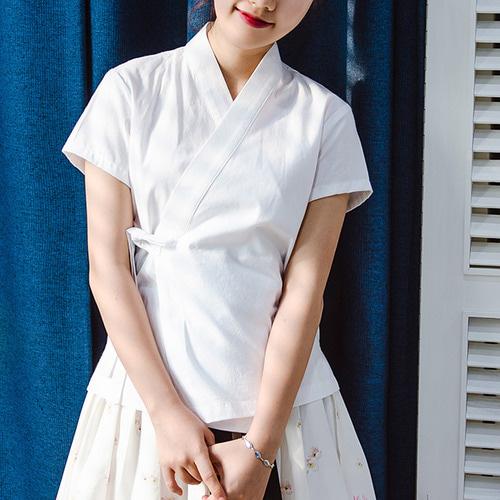 반팔 첫눈 흰색 한복셔츠 저고리