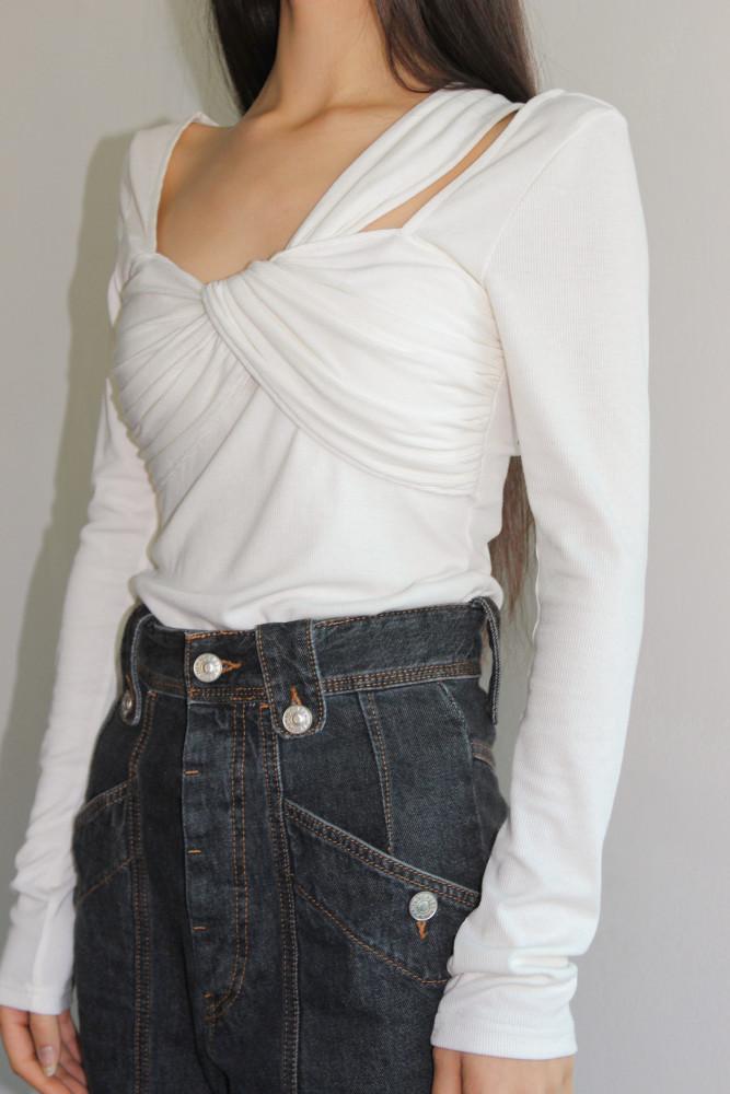 [재입고] 롱 슬리브 트위스트 탑_아이보리