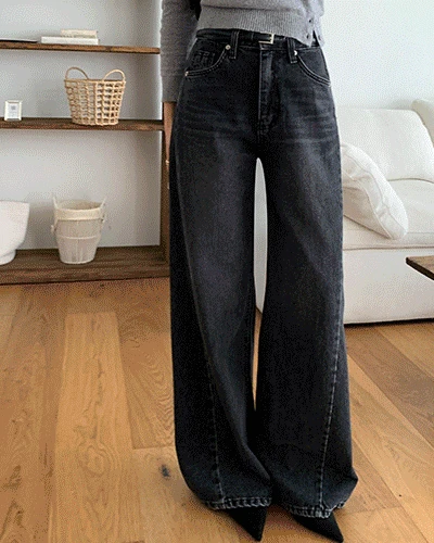 [mellmoden]브론 절개 데님팬츠(2m핏)(3color)