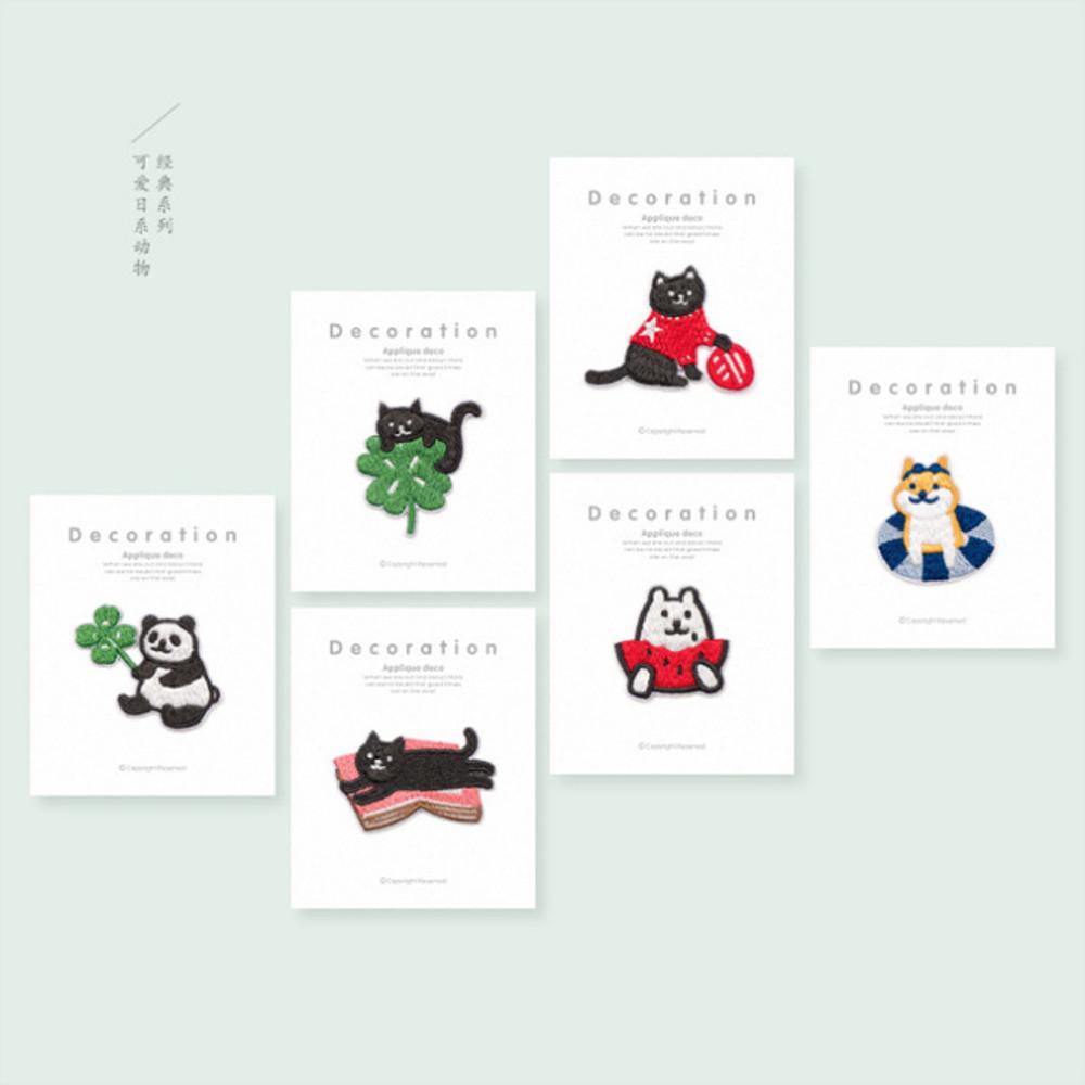 클래식 시리즈 동물자수 와펜 스티커식 자수패치 6종